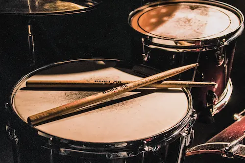 Drumsticks on a drumkit